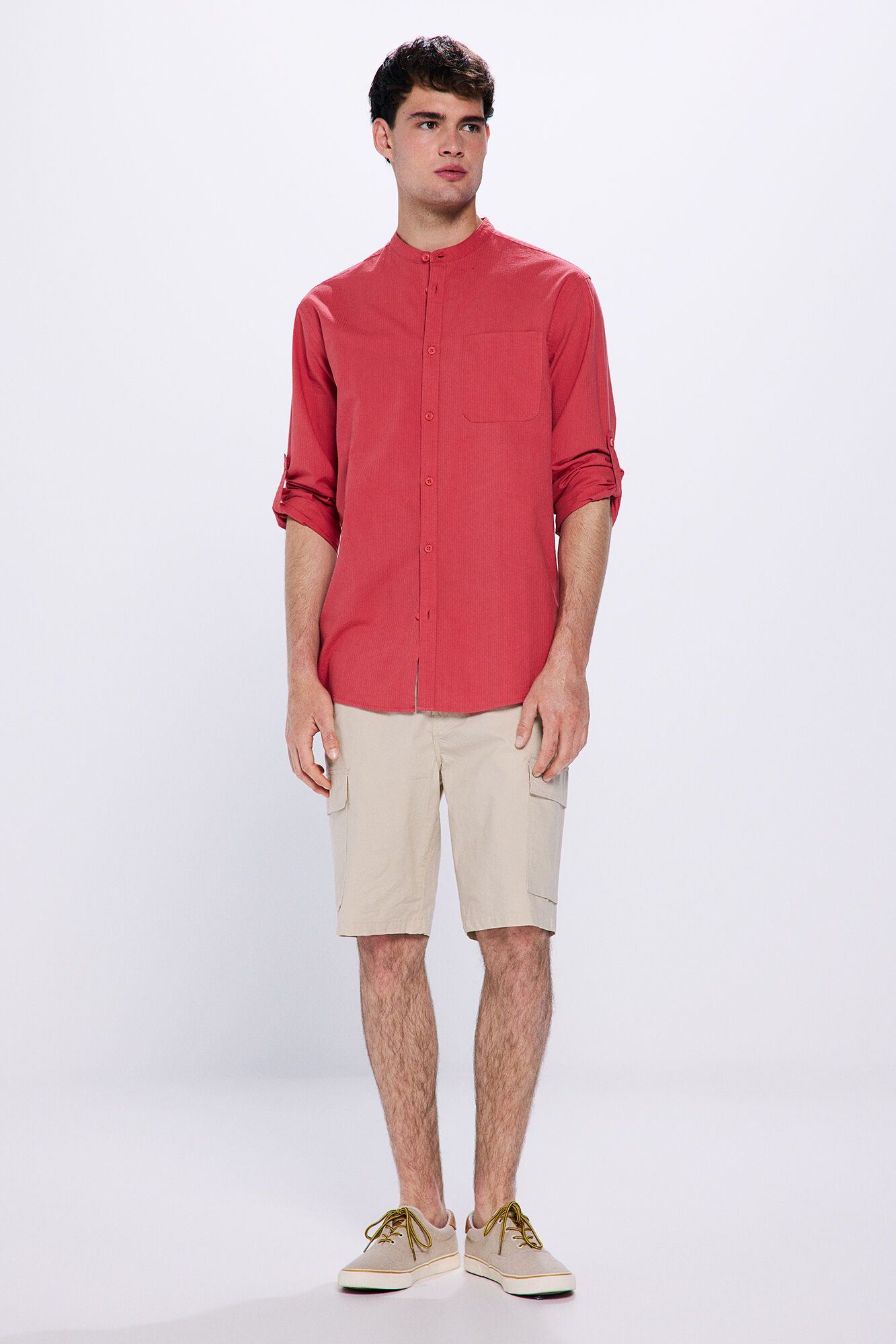 Springfield Camisa seersucker mao rojo