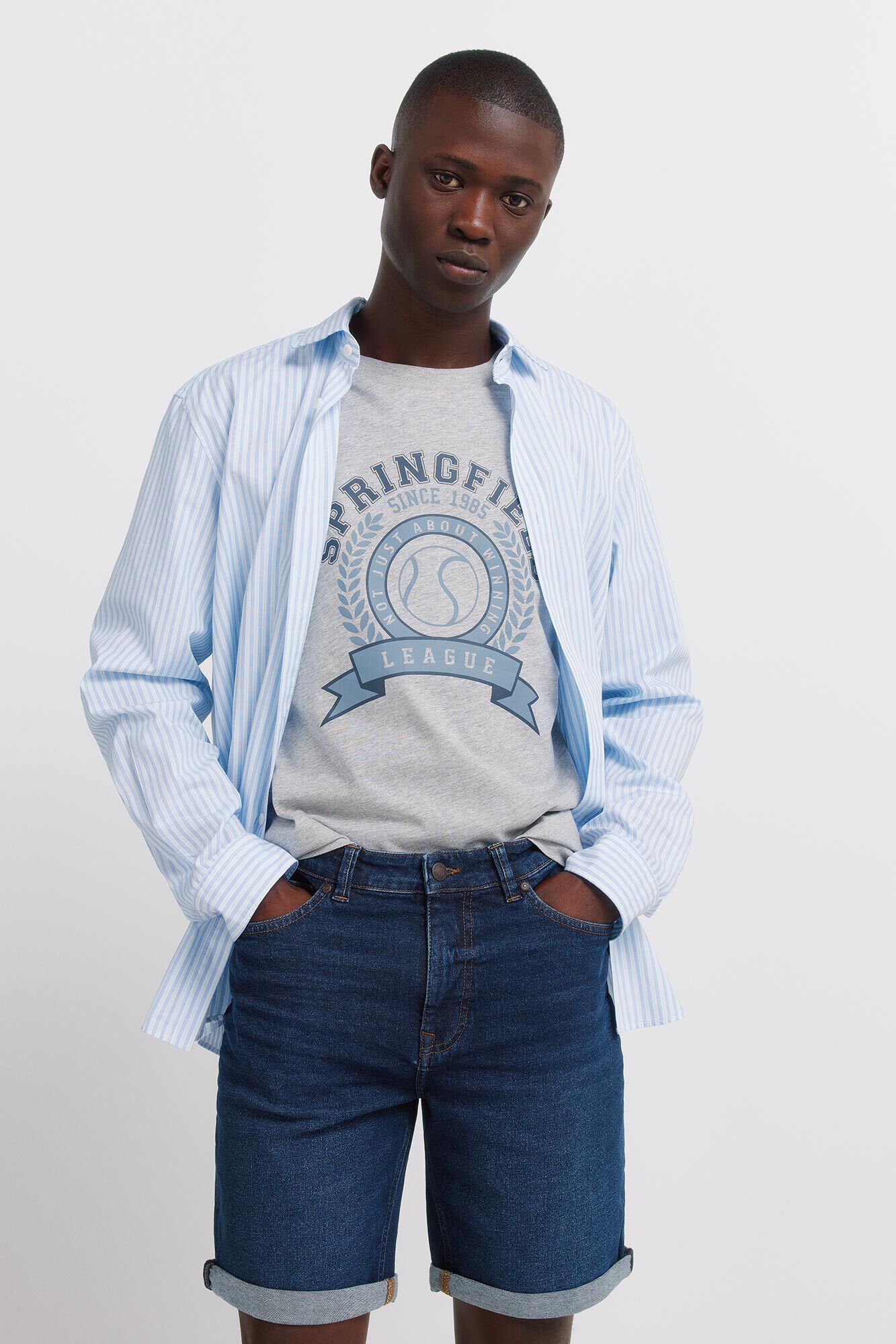 Springfield Bermudas ligeras slim fit de mezclilla azul