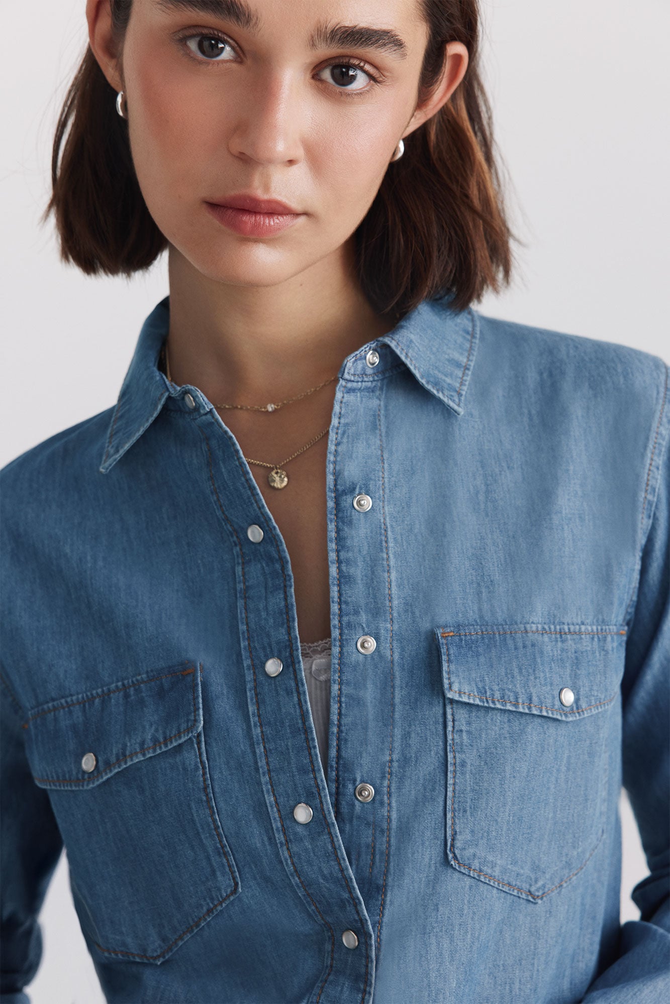 Springfield Camisa b&aacute;sica de denim azul