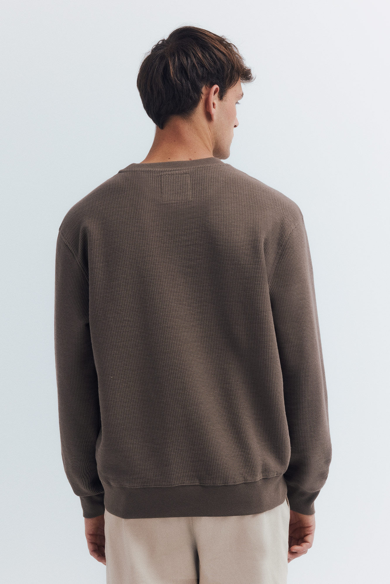 Springfield playera de manga larga con dise&ntilde;o de gofre caf&eacute;