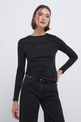 Springfield Playera con escote de l&uacute;rex negro