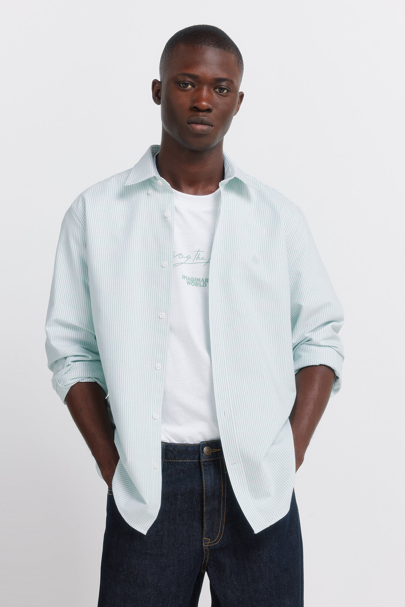 Springfield Camisa oxford a rayas sin arrugas