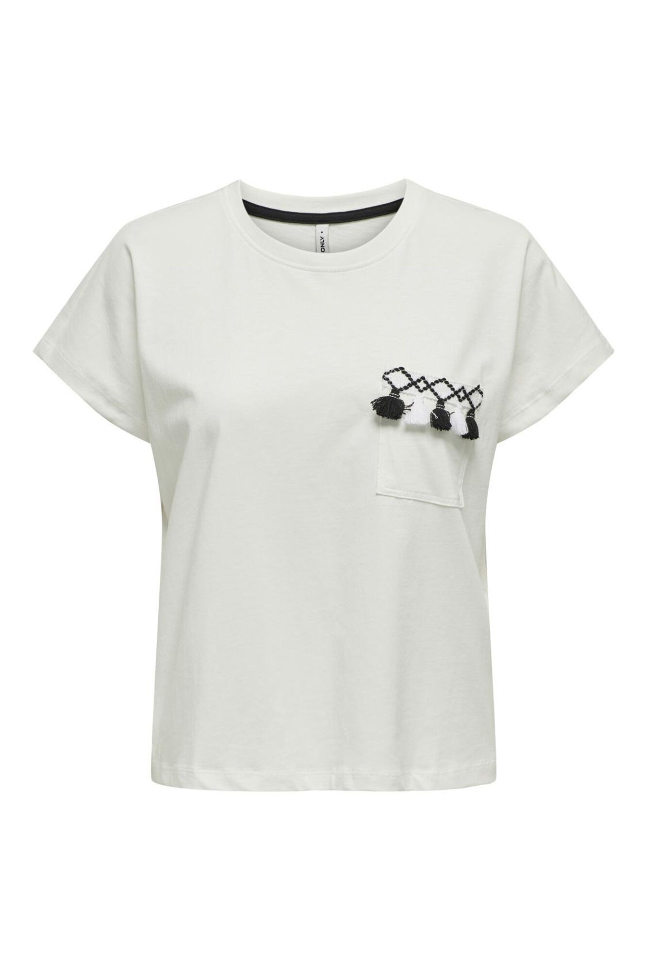 Only Playera de manga corta y cuello redondo natural