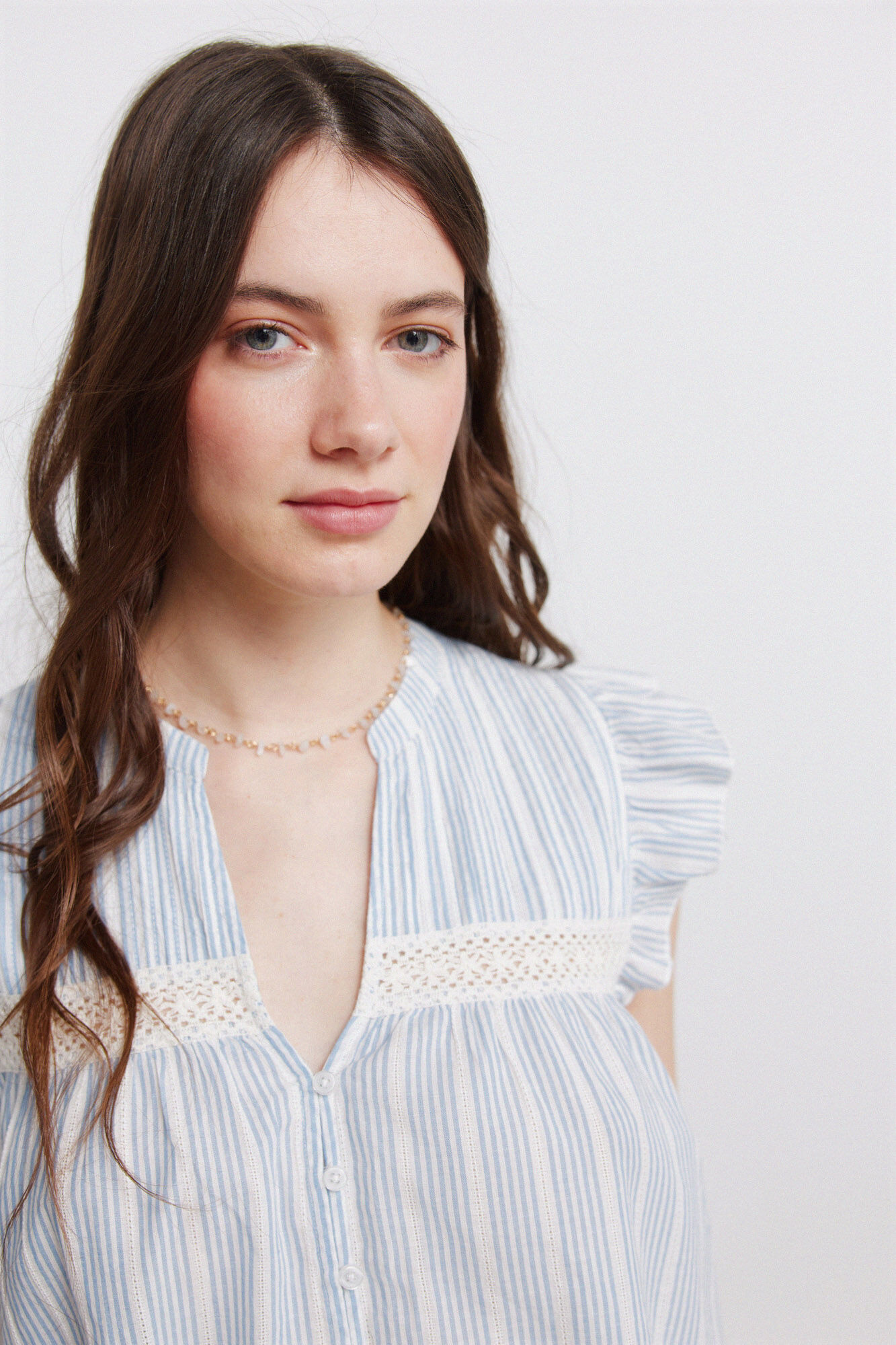 Springfield Blusa rom&aacute;ntica con pliegues turquesa