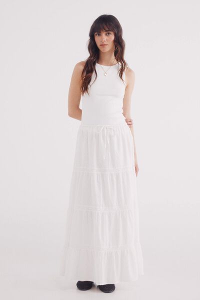 Springfield Falda larga blanca lace natural