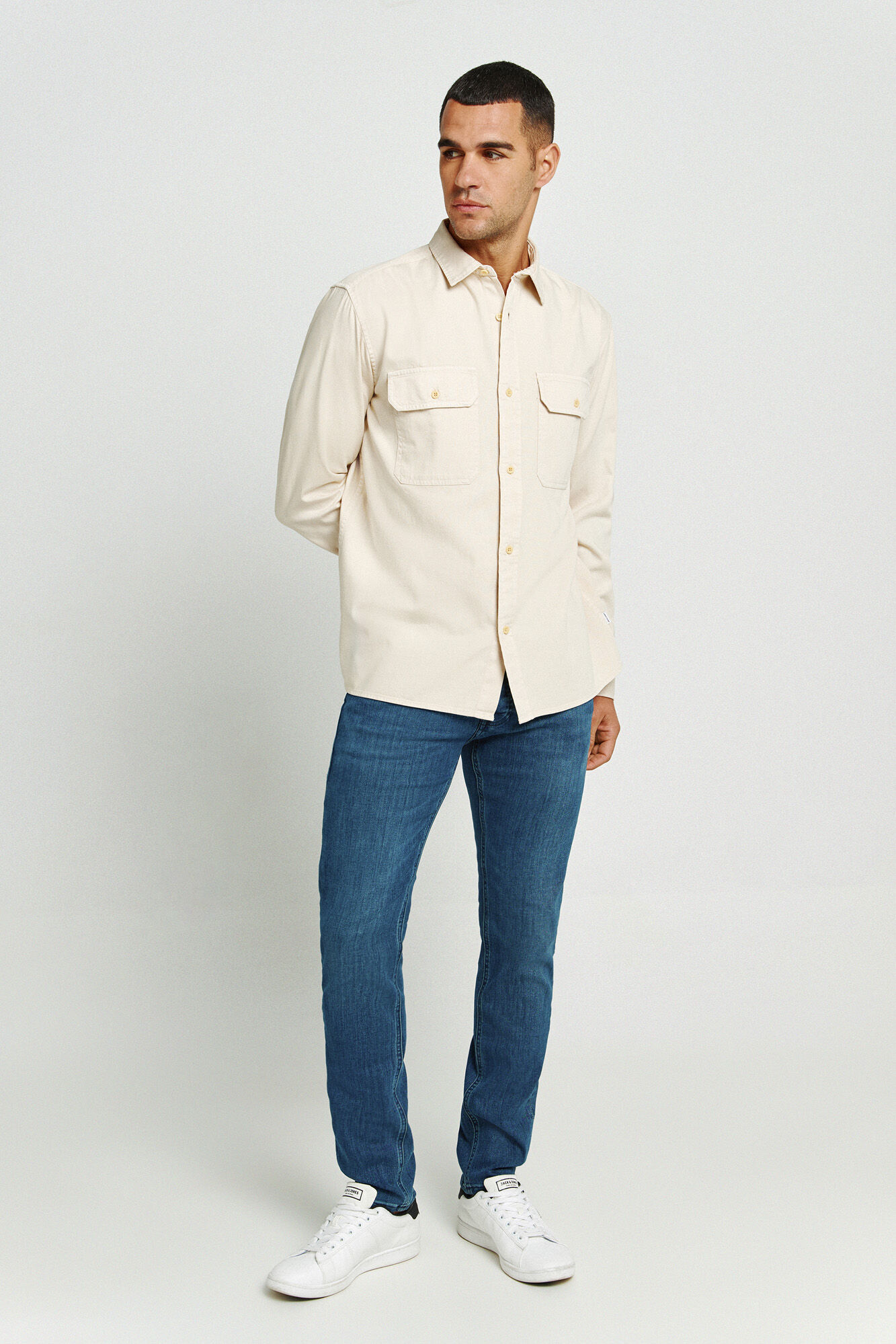 Jack & Jones Camisa de sarga regular fit gris