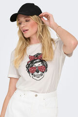 Only Playera con dibujo frontal blanco