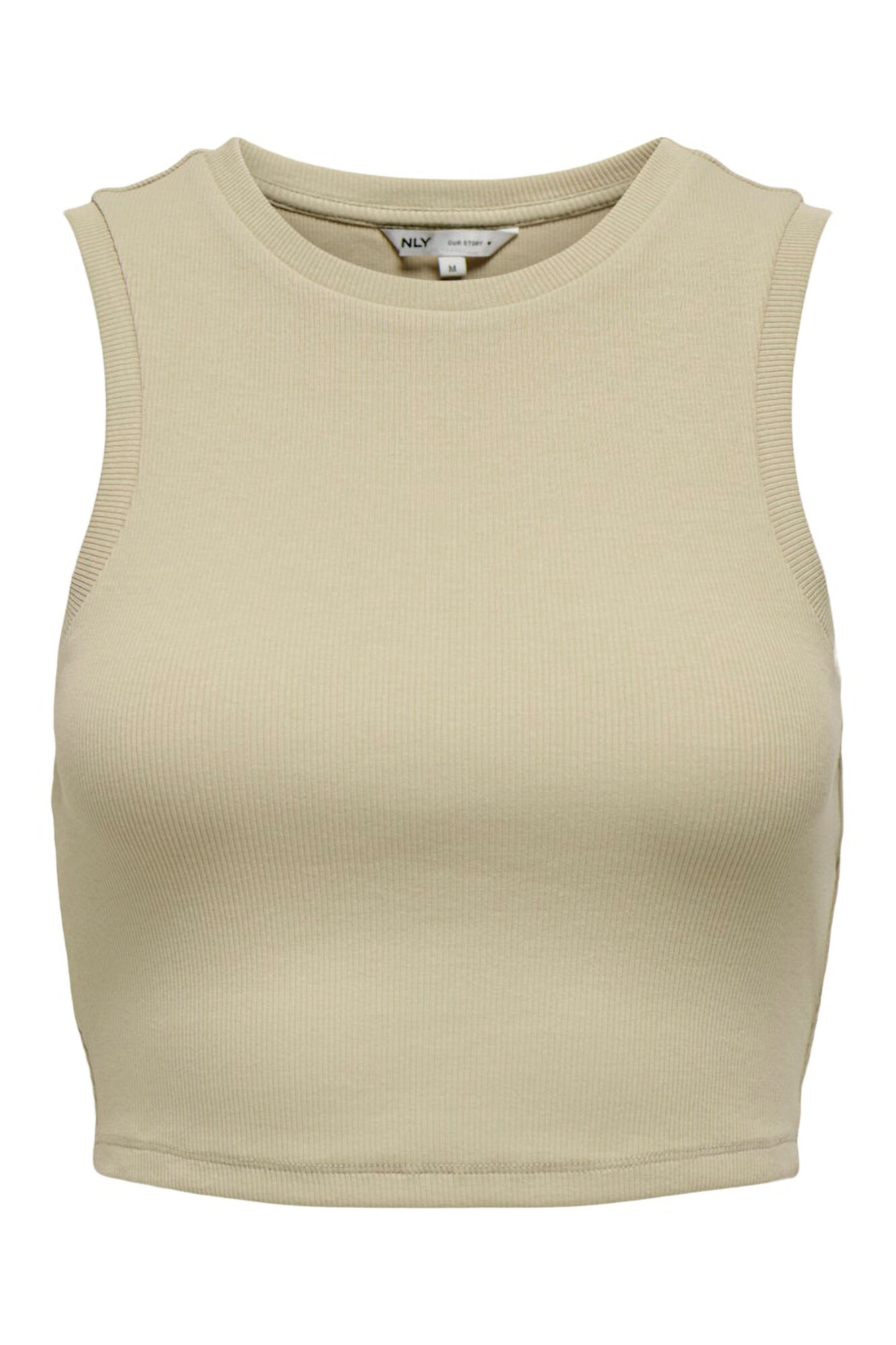 Only Playera crop canal&eacute; beige
