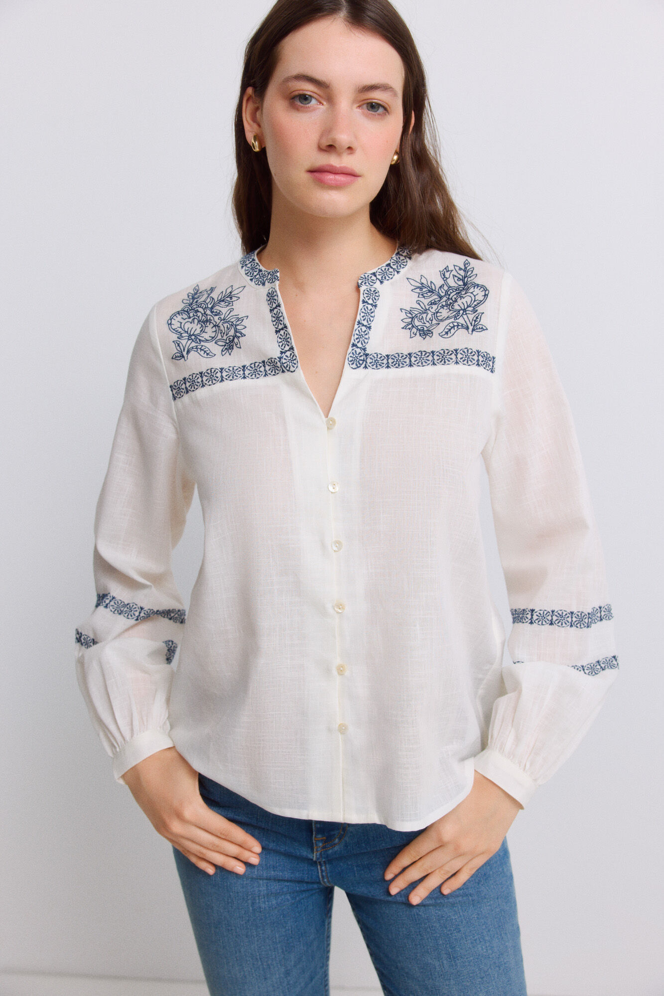 Springfield Blusa bordada manga larga