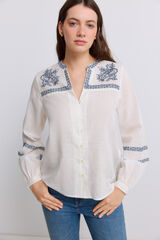 Springfield Blusa bordada manga larga blanco