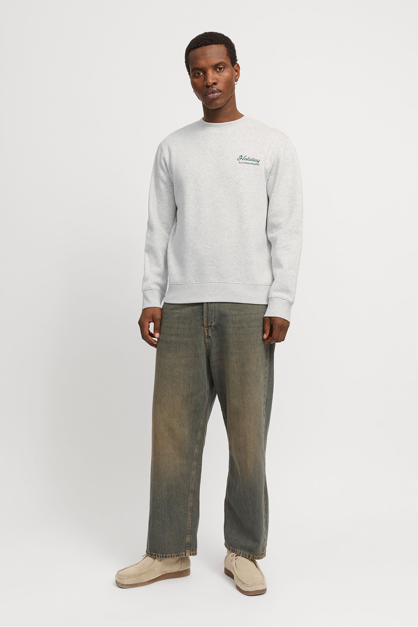 Jack & Jones Sudadera back print natural