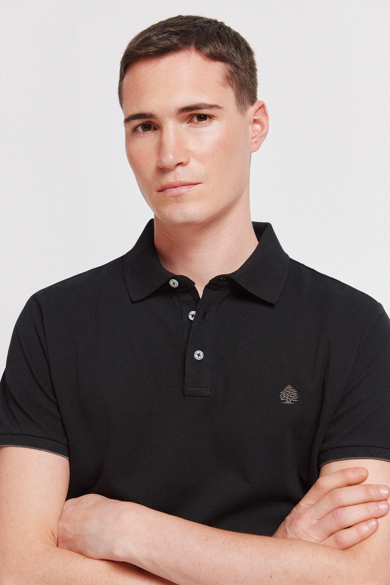 Springfield Polo piqu&eacute; de pu&ntilde;o de contraste slim fit negro