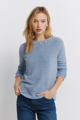 Springfield Playera chenilla cuello fantas&iacute;a azul indigo