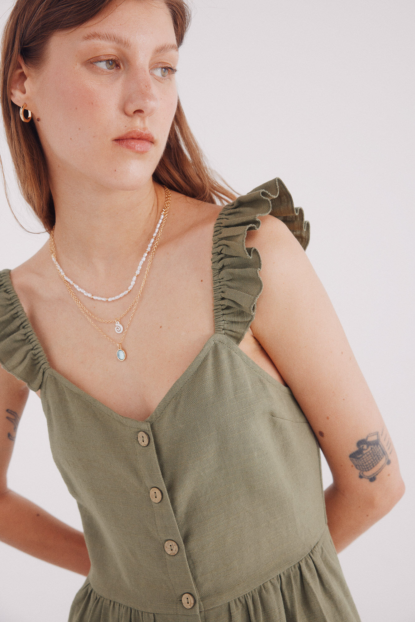 Springfield Jumpsuit tirantes volantes algod&oacute;n