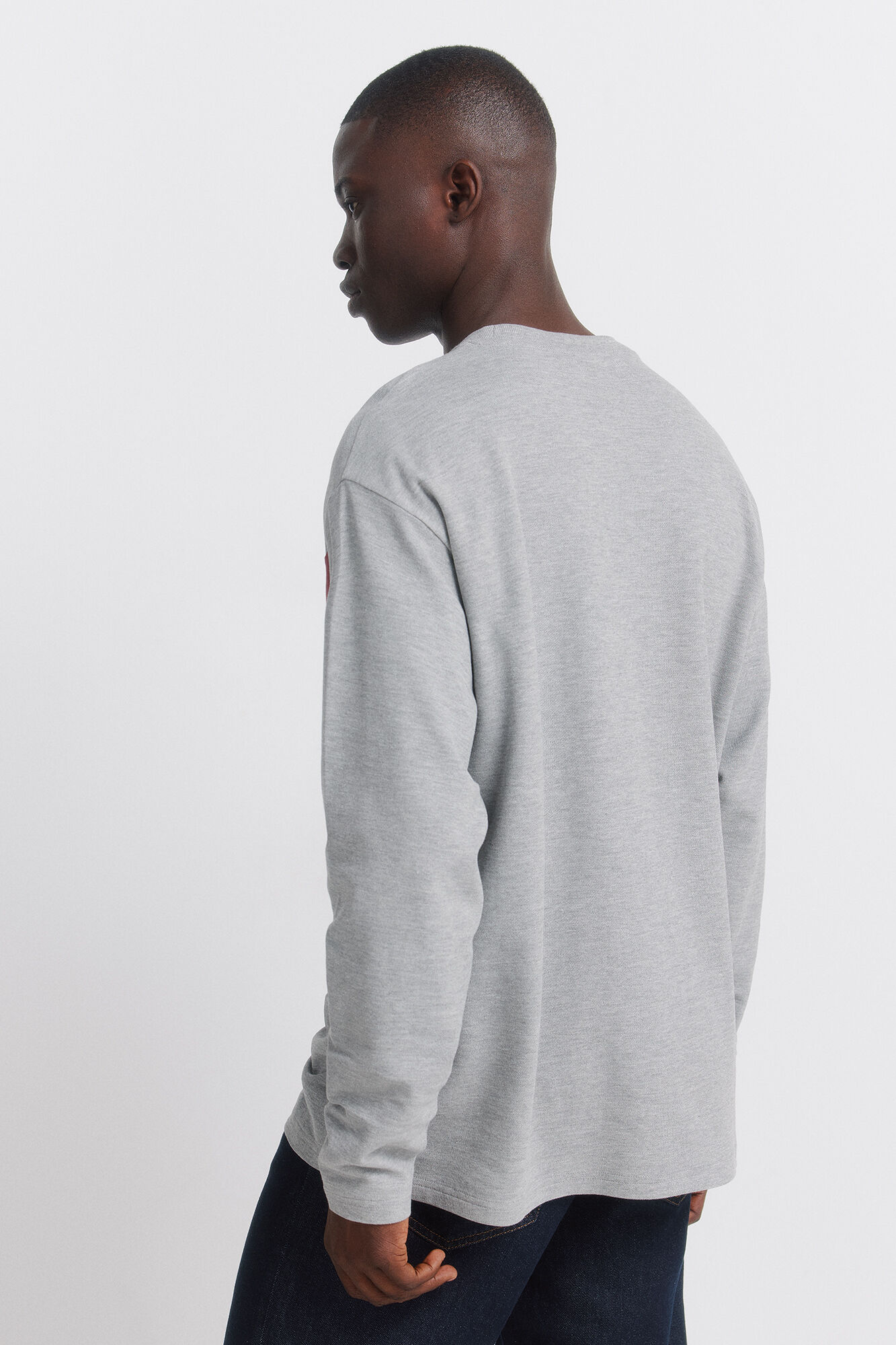 Springfield Playera manga larga de pique corte gris