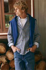 Springfield Camisa de franela estampado vichy azul