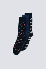 Springfield Pack de 3 calcetines con huevos, lunares y tocino azul