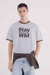 Springfield Playera contraste stay wild azul