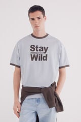Springfield Playera contraste stay wild azul