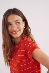 Springfield Playera estampada botones hombro rojo