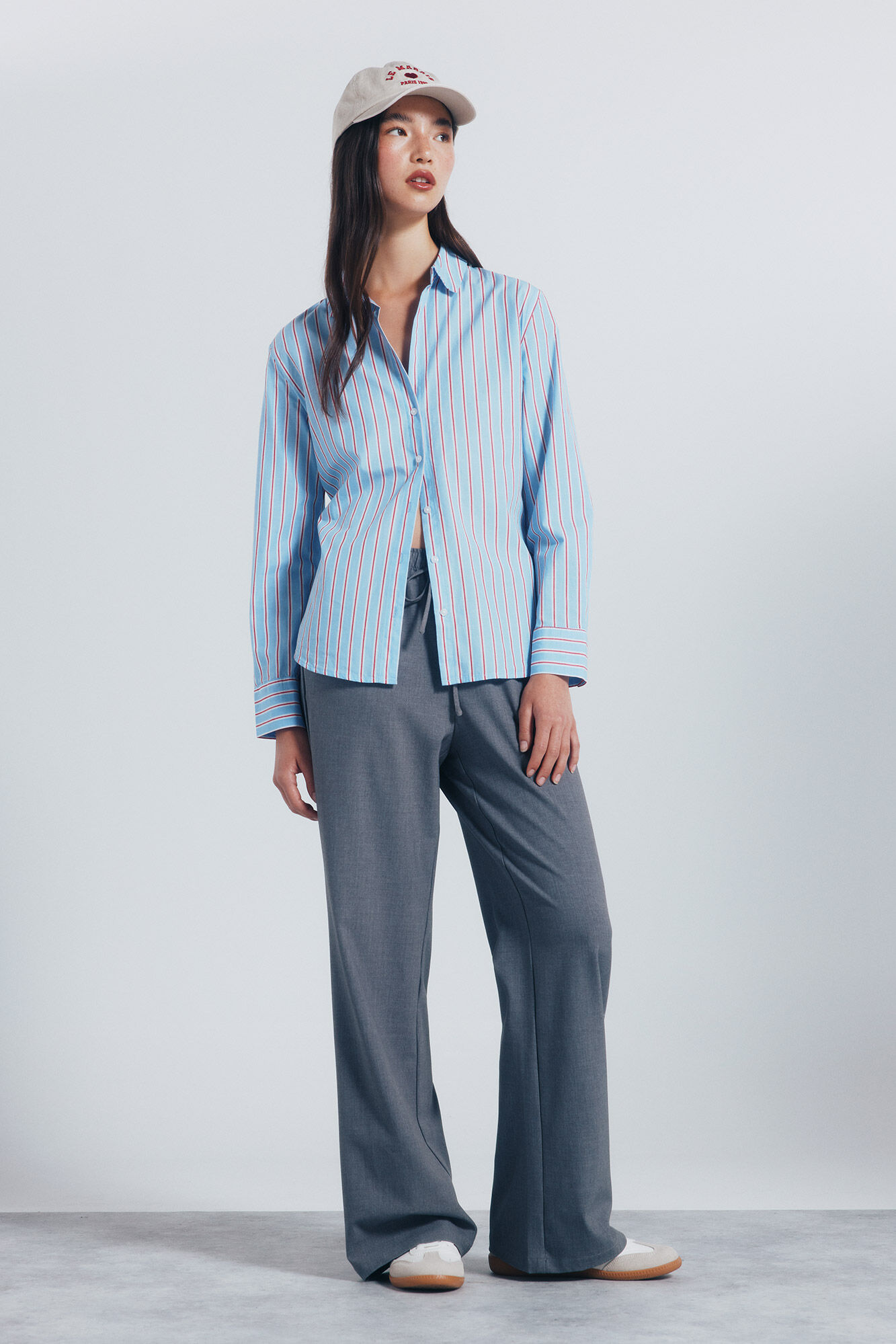 Springfield Camisa rayas larga azul