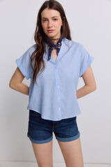 Springfield Blusa cuello mao con volantes marino
