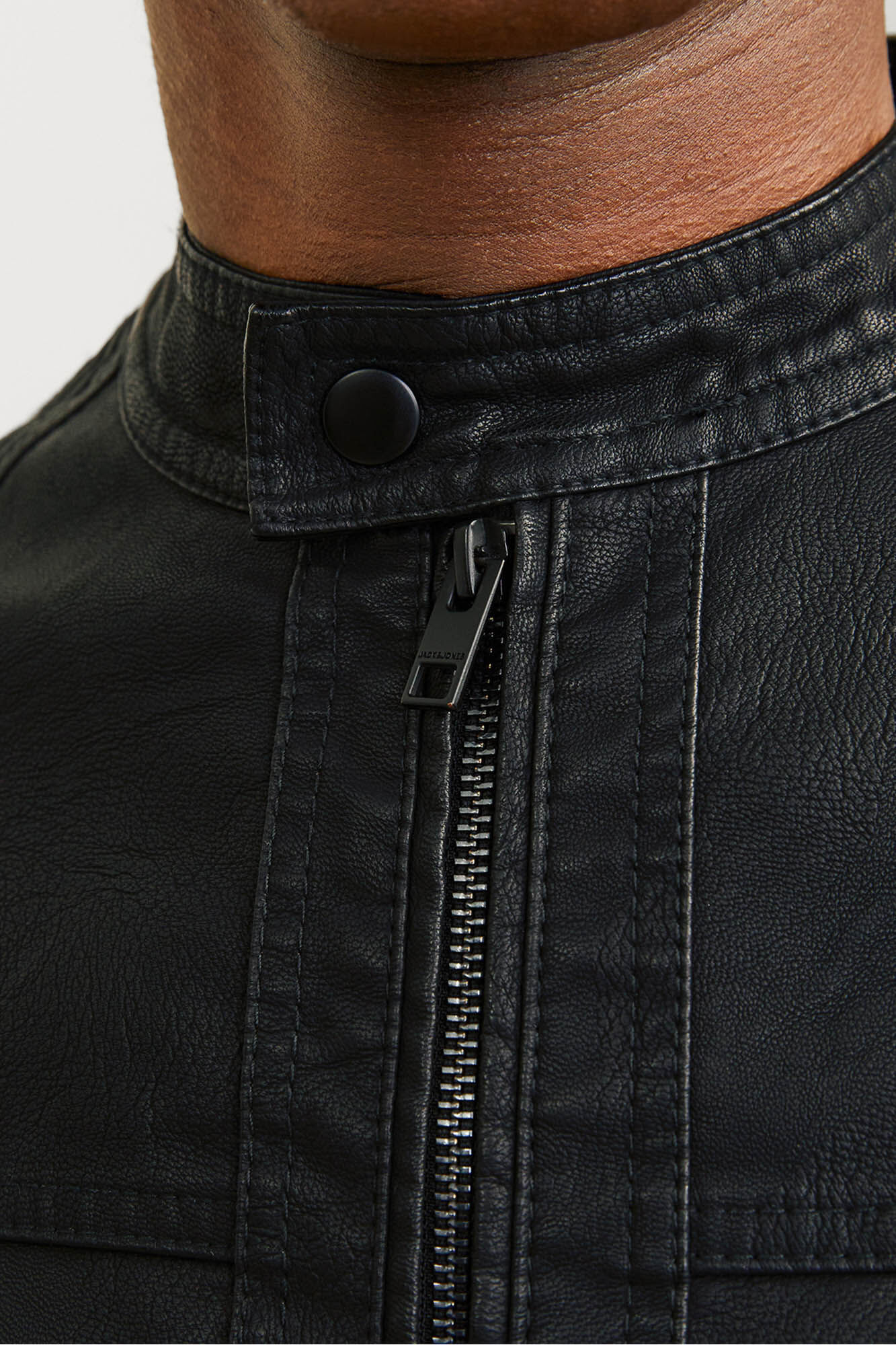 Jack & Jones Chamarra motera simil piel negro