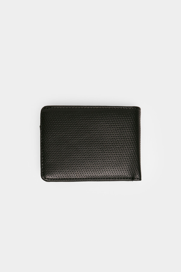 Springfield Cartera básica efecto piel con micro perforado negro