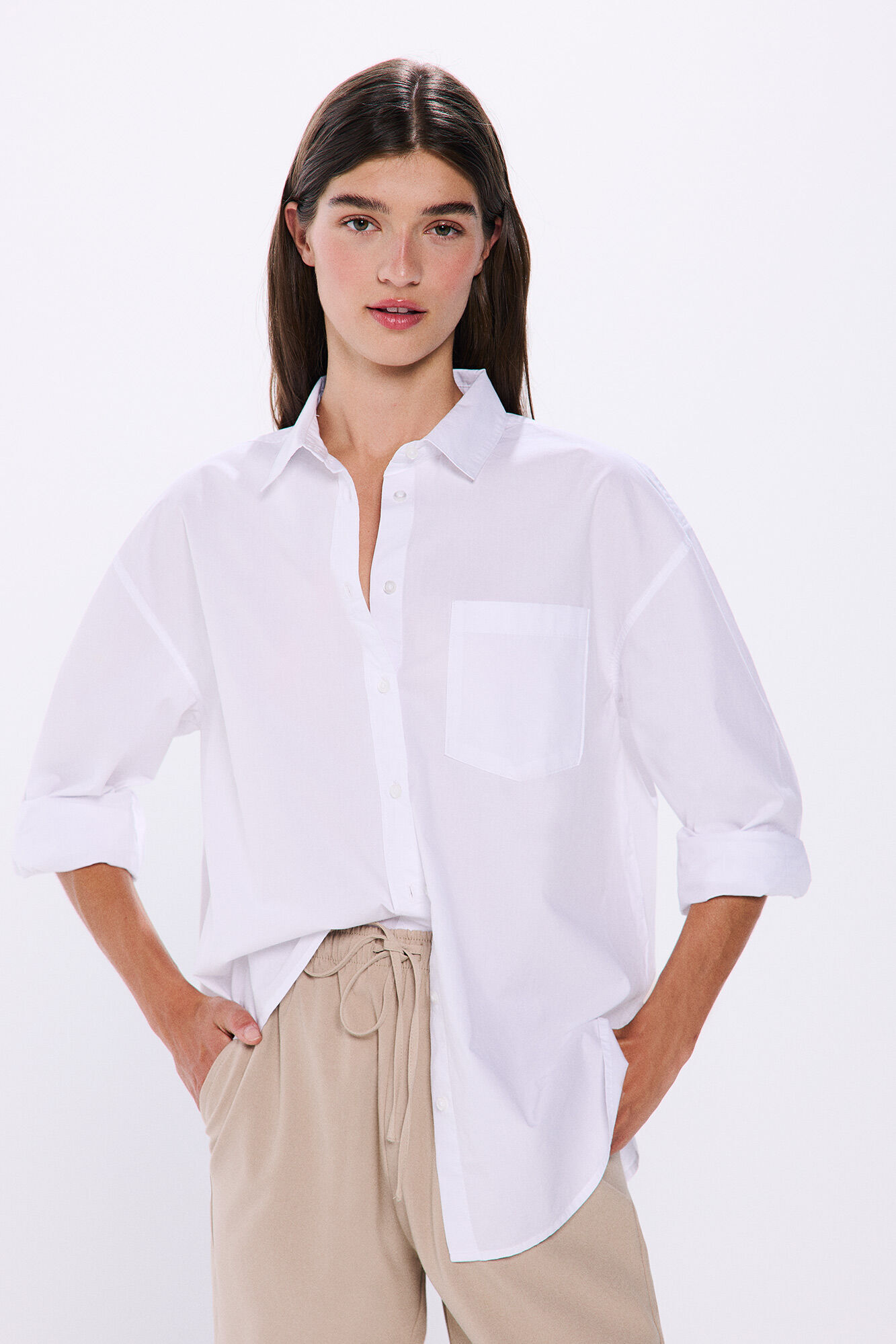 Springfield Camisa oversized algod&oacute;n  natural