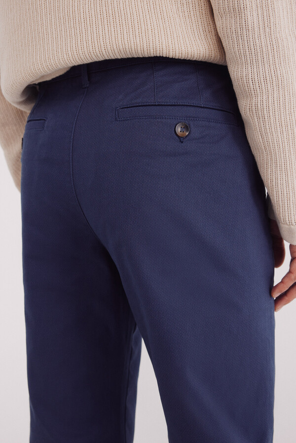 Springfield Pantalón chino microestampado slim fit azul indigo