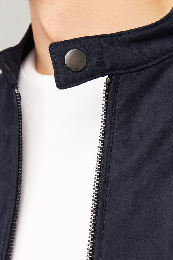 Jack & Jones Chamarra motera simil ante negro