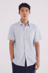 Springfield Camisa manga corta lino azul