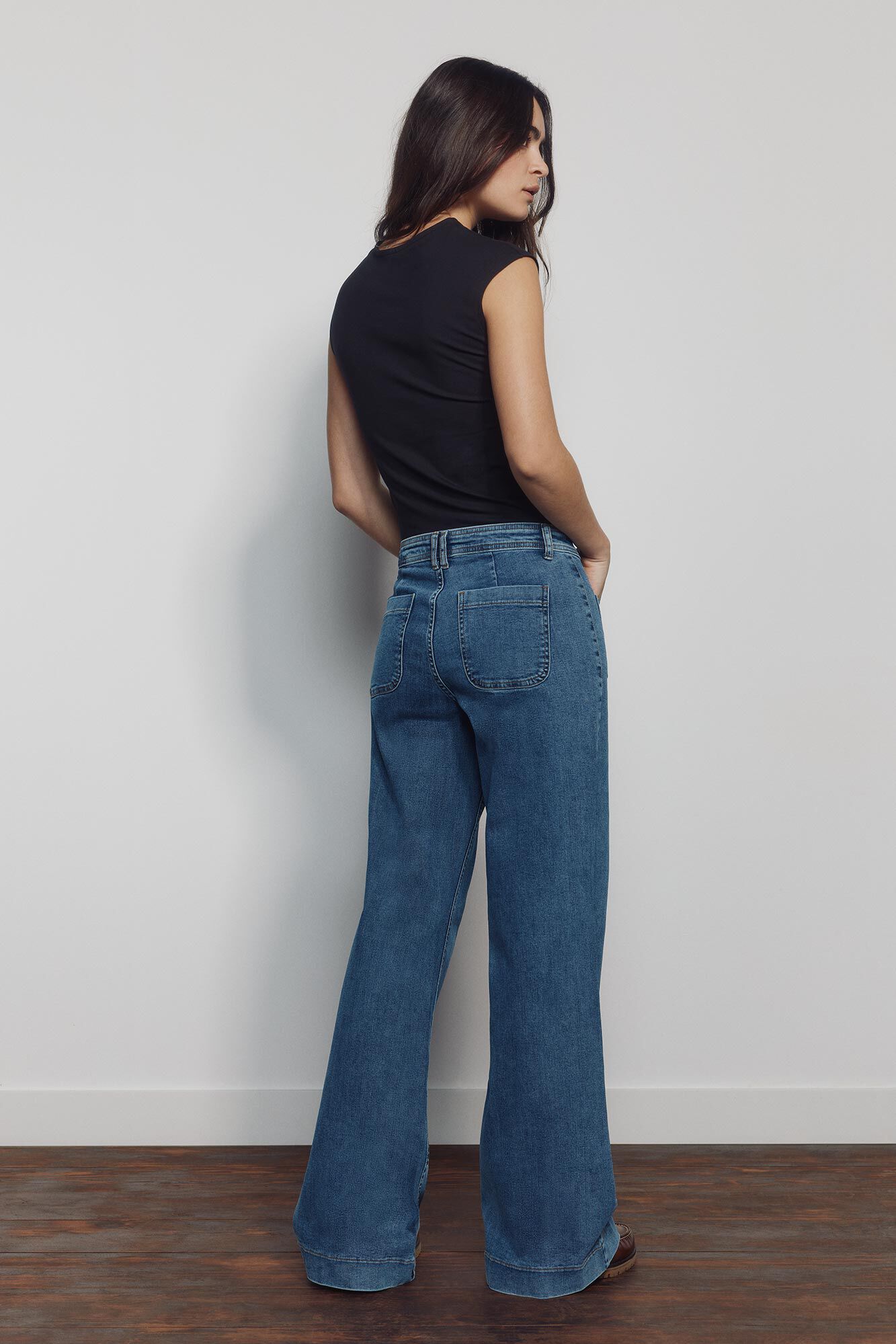 Springfield Jeans s&uacute;per acampanados de tiro alto azul