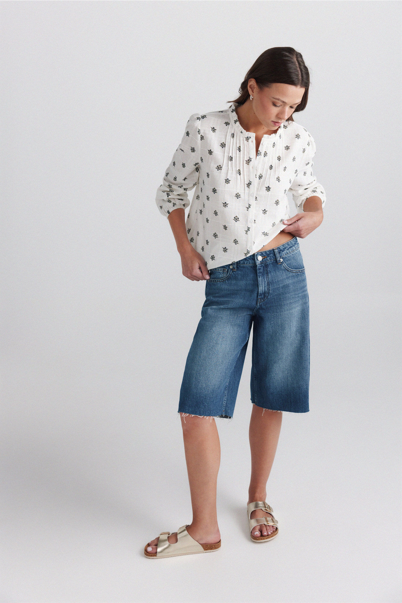 Springfield Camisa con estructura de volantes blanco