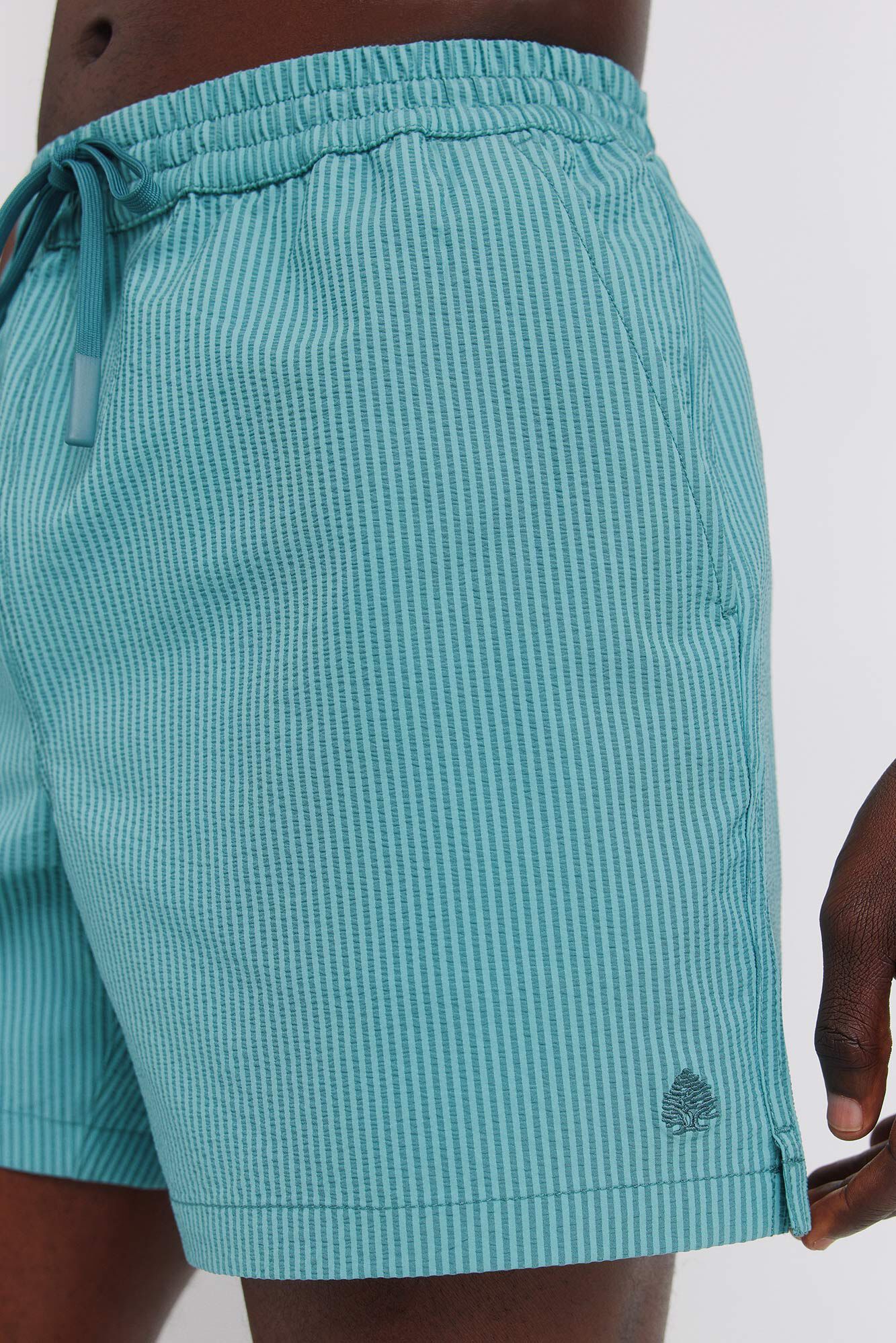 Springfield Traje de ba&ntilde;o seersucker a rayas azul
