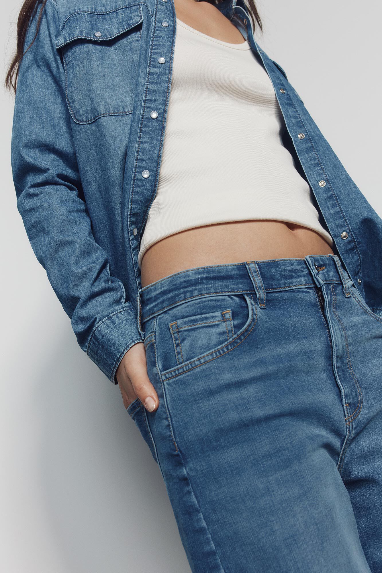 Springfield Jeans anchos de tiro alto azul