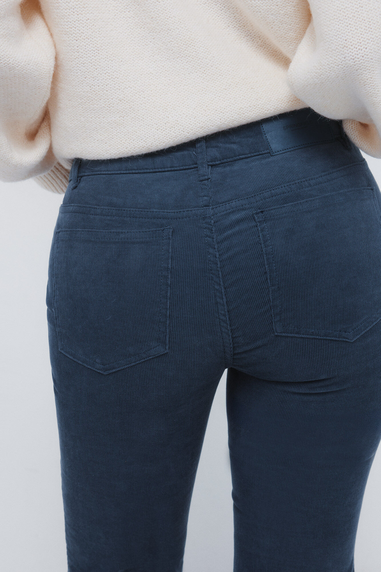 Springfield Pantalones de pana de corte bajo marino