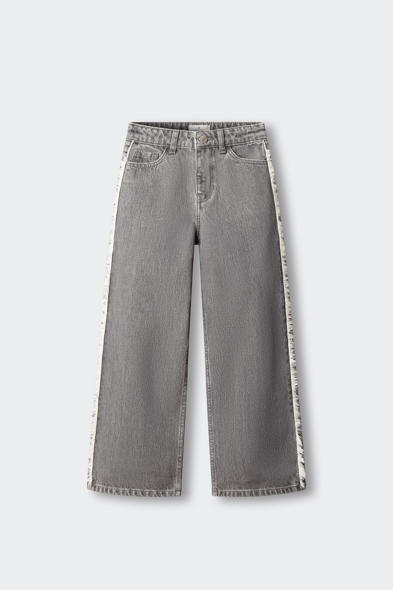Springfield Kids Pantal&oacute;n wide leg de mezclilla con flecos para ni&ntilde;a