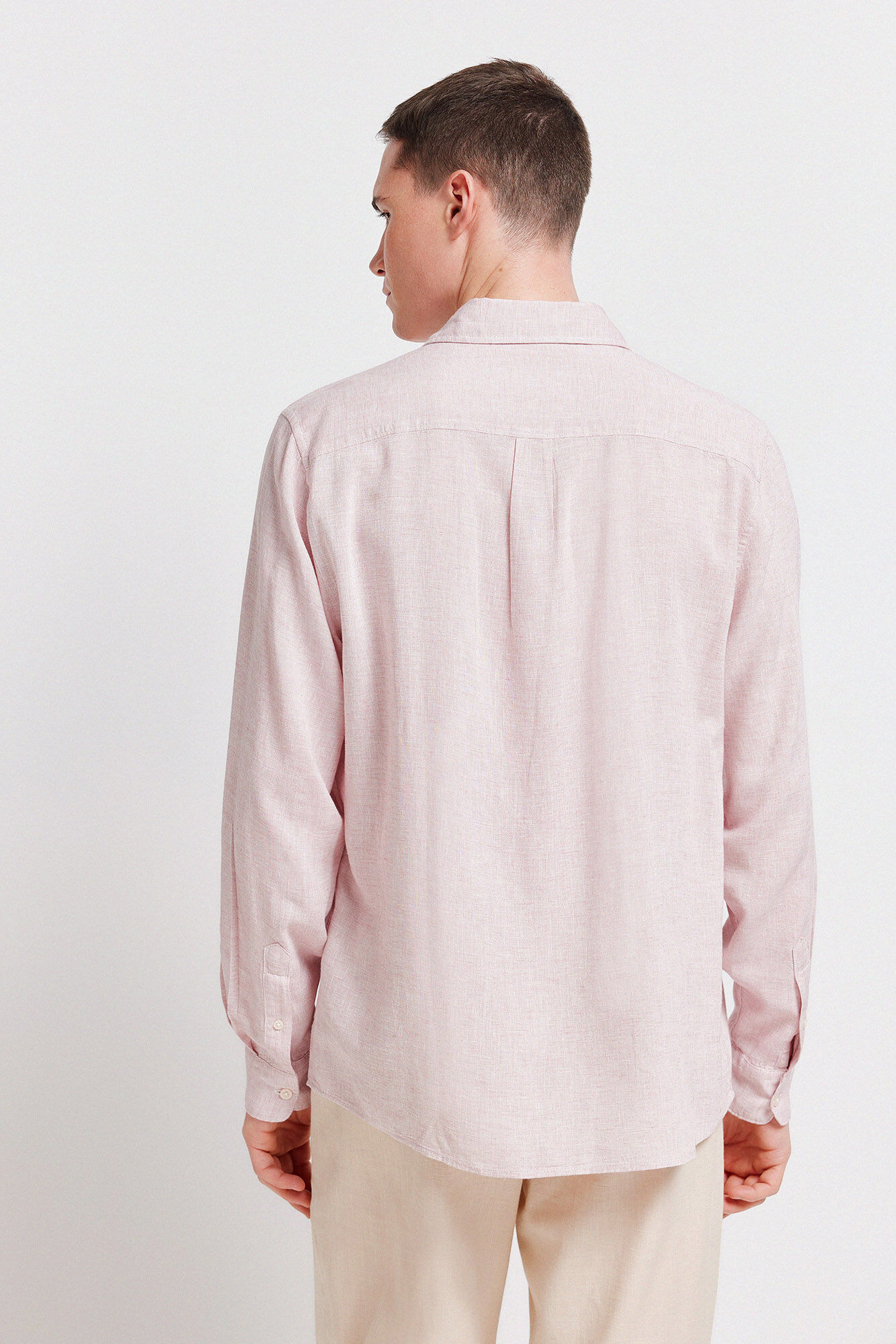 Springfield Camisa fil a fil de lino y viscosa naranja