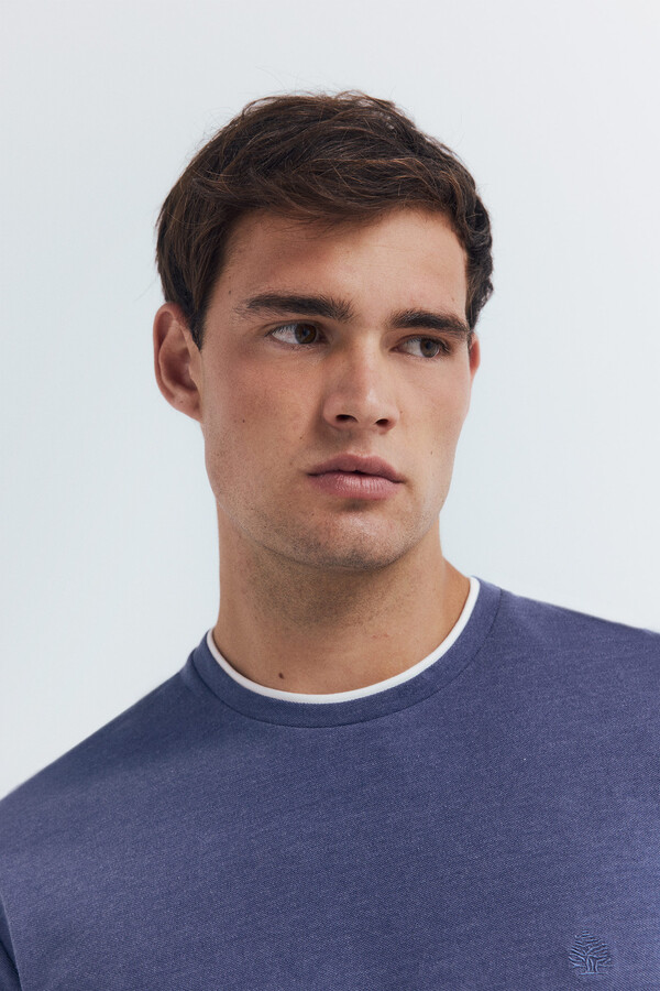 Springfield Playera de manga larga con doble mezcla azul