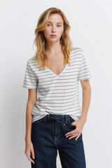 Springfield Playera b&aacute;sica cuello en pico de algod&oacute;n beige