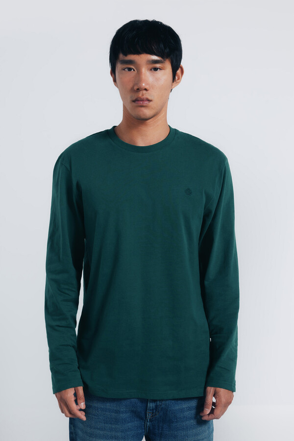 Springfield Playera básica de manga larga con acabado suave. verde