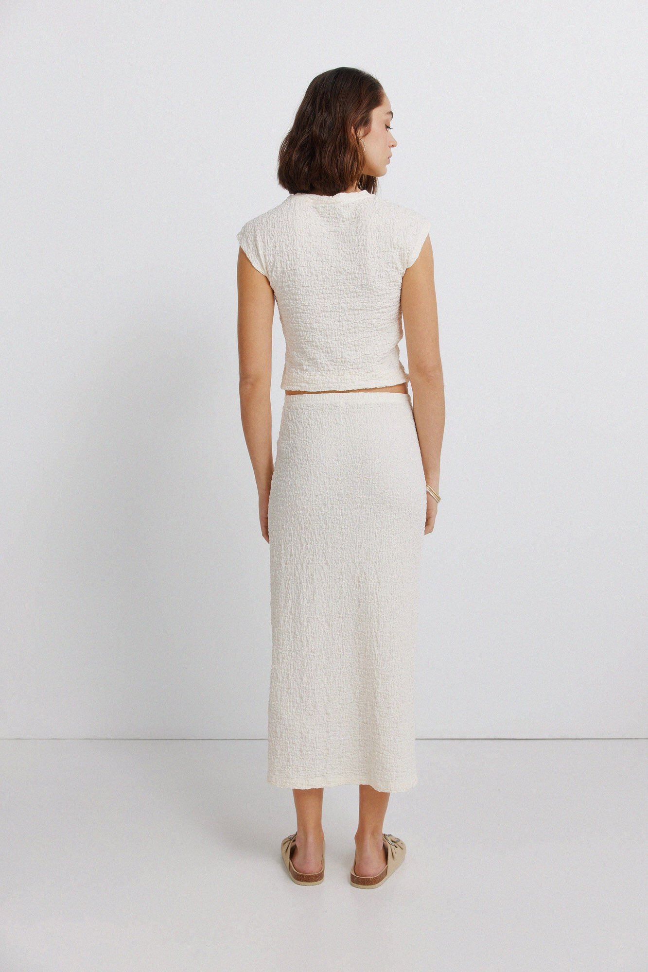 Springfield Falda midi de estructura beige