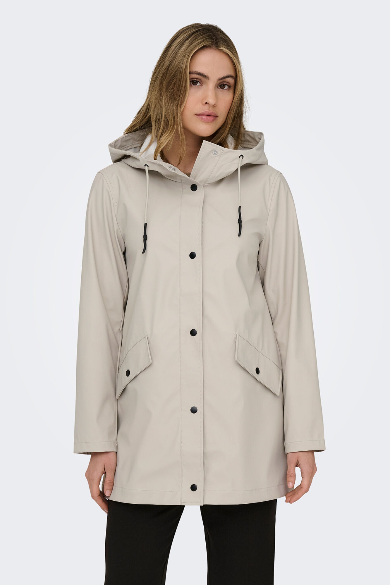 Only Impermeable con capucha gris