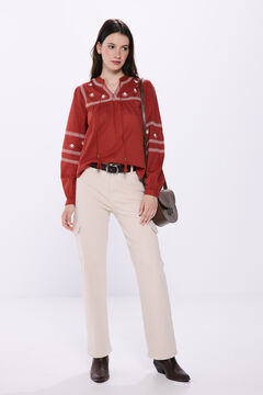 Springfield Blusa bordados espejos naranja