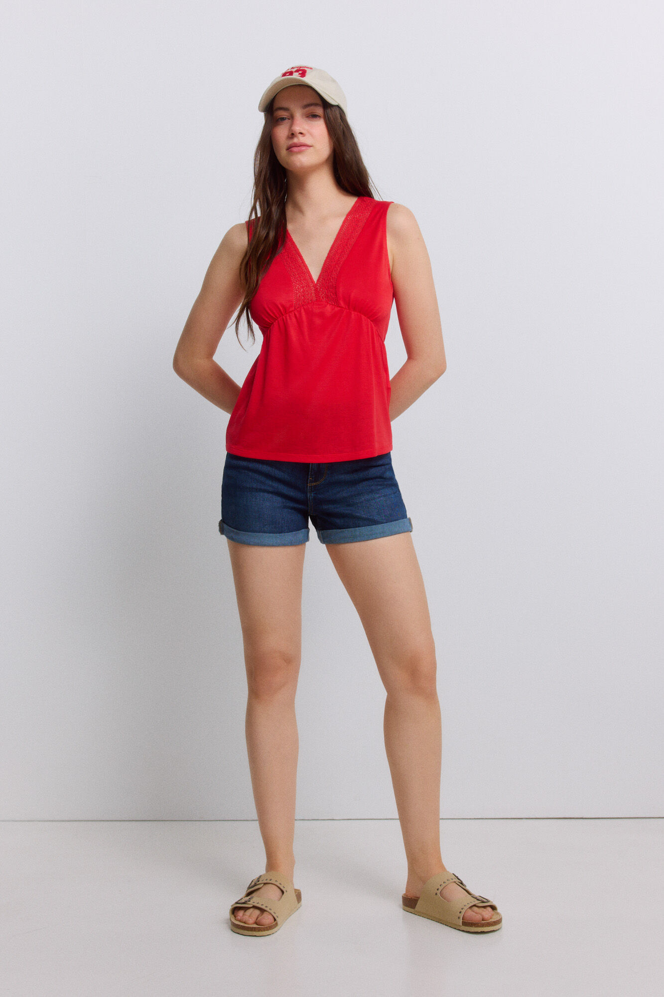 Springfield Playera sin mangas de crochet