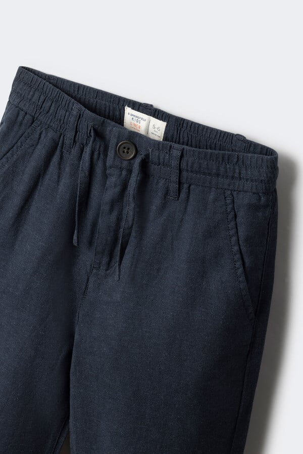 Springfield Kids Pantalon chino lino niño azulado
