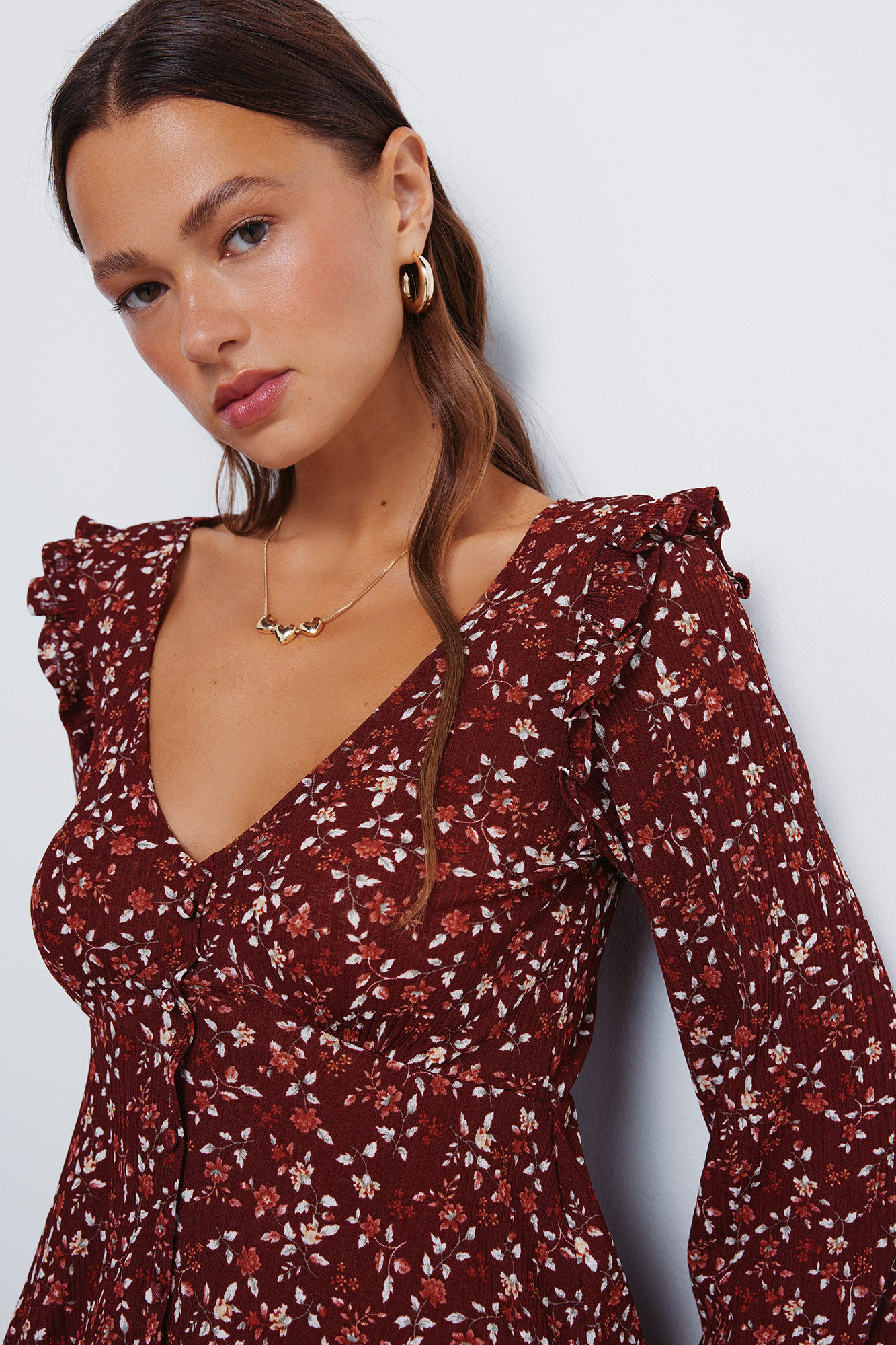 Springfield Blusa con estampado de botones  naranja