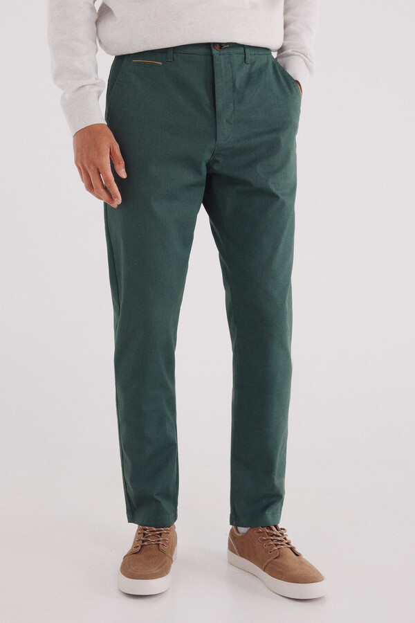 Springfield Pantalón chino microestampado slim fit caza oscuro