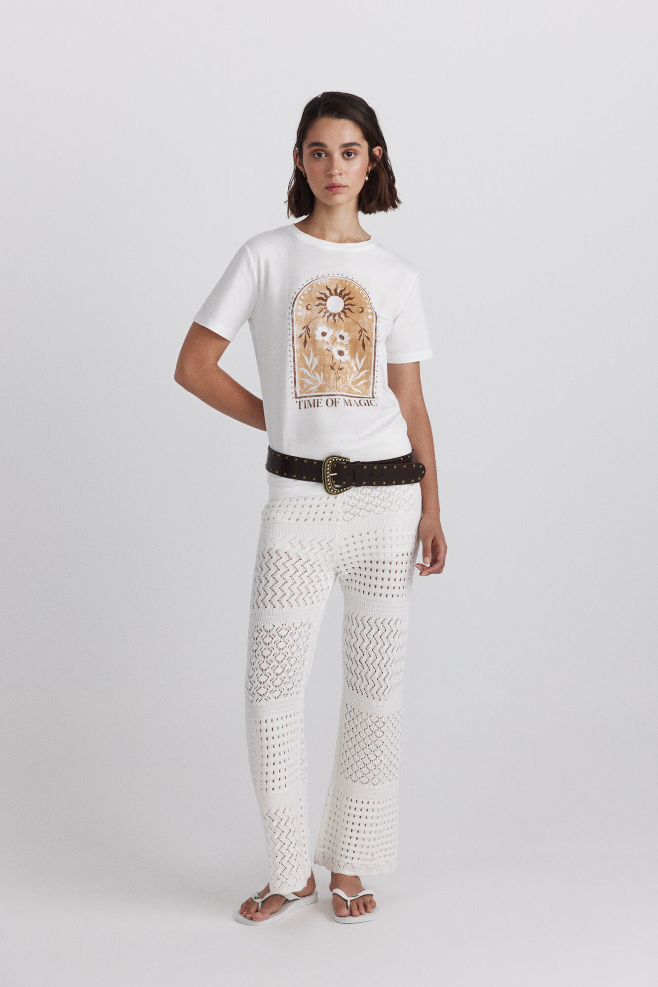 Springfield Playera de algod&oacute;n con estampado blanco